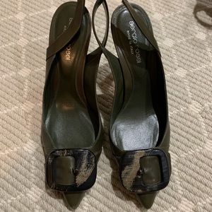 Olive Sergio Rossi Slingback Heels